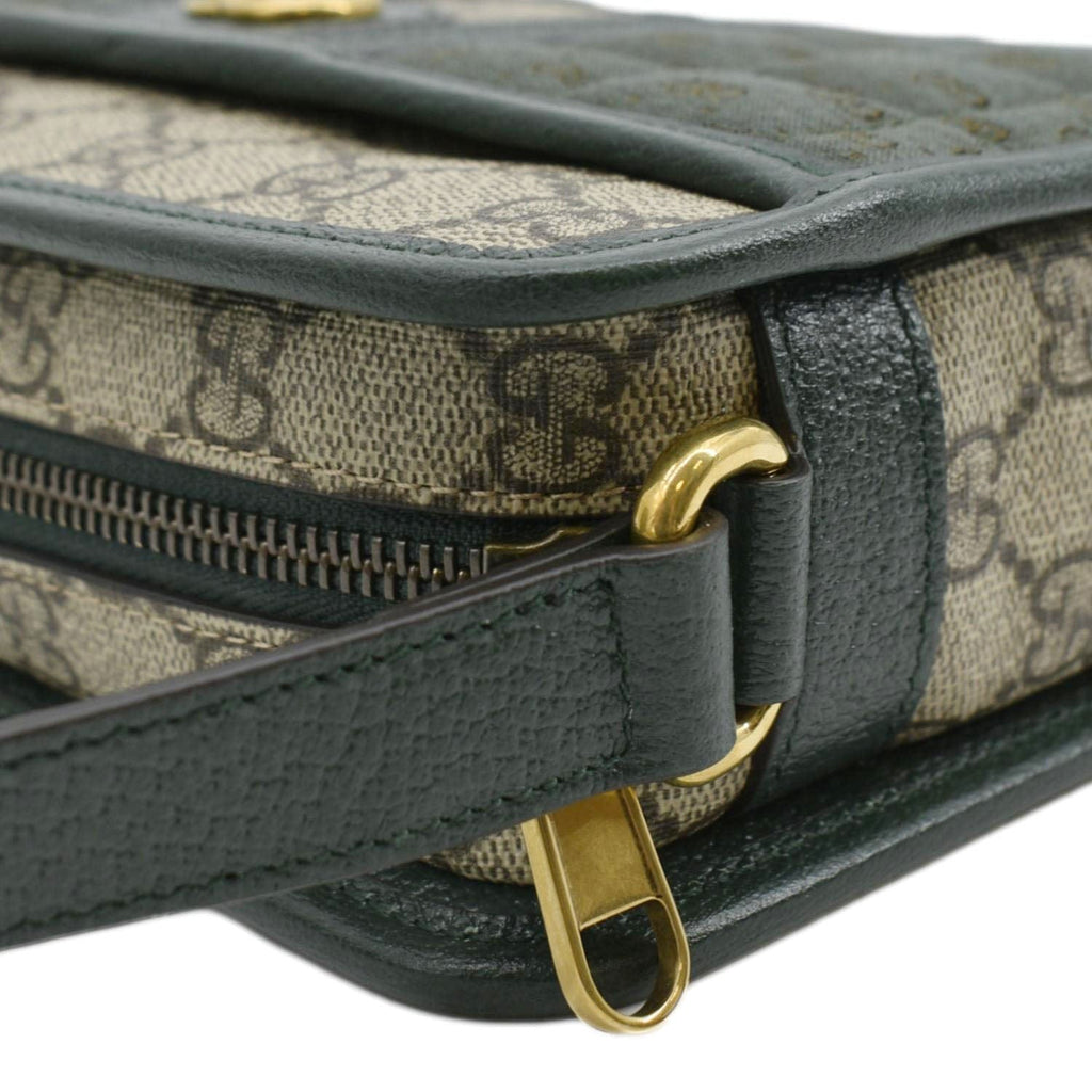 GUCCI Mini Quilted Gucci Supreme Canvas Crossbody Bag Green 751914