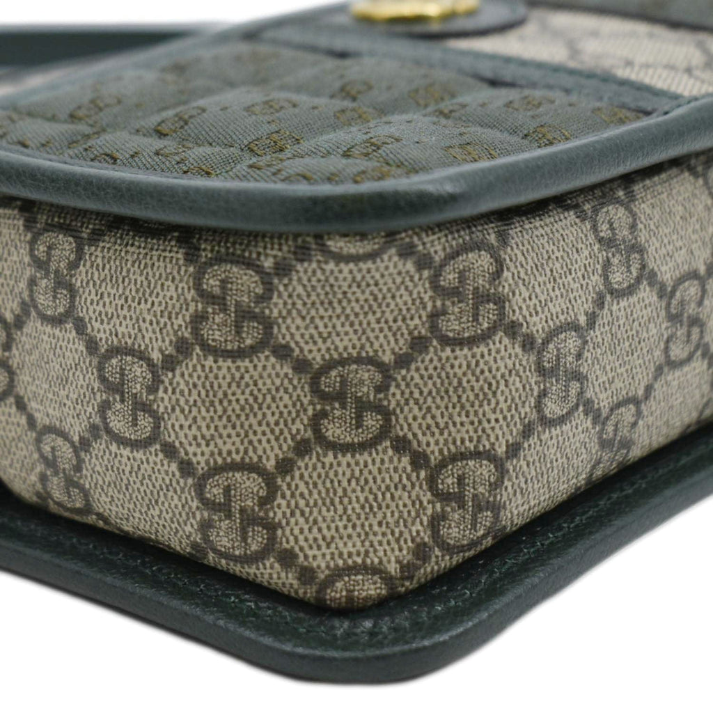 GUCCI Mini Quilted Gucci Supreme Canvas Crossbody Bag Green 751914