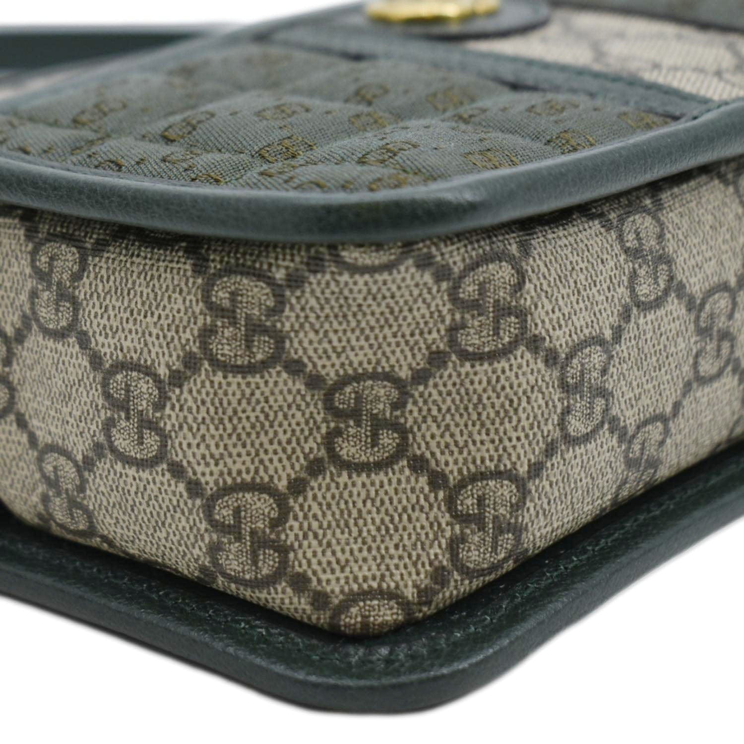 GUCCI Mini Quilted Gucci Supreme Canvas Crossbody Bag Green 751914