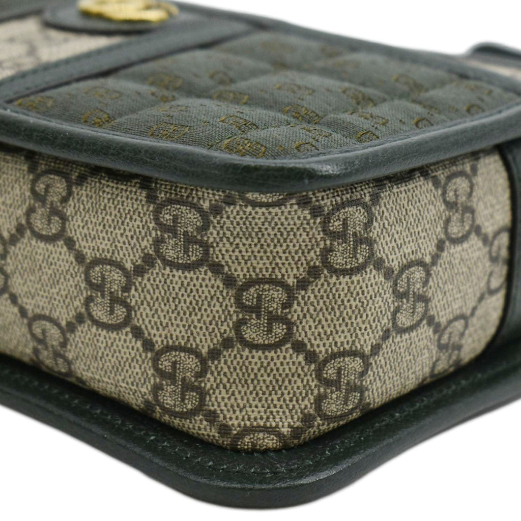 GUCCI Mini Quilted Gucci Supreme Canvas Crossbody Bag Green 751914