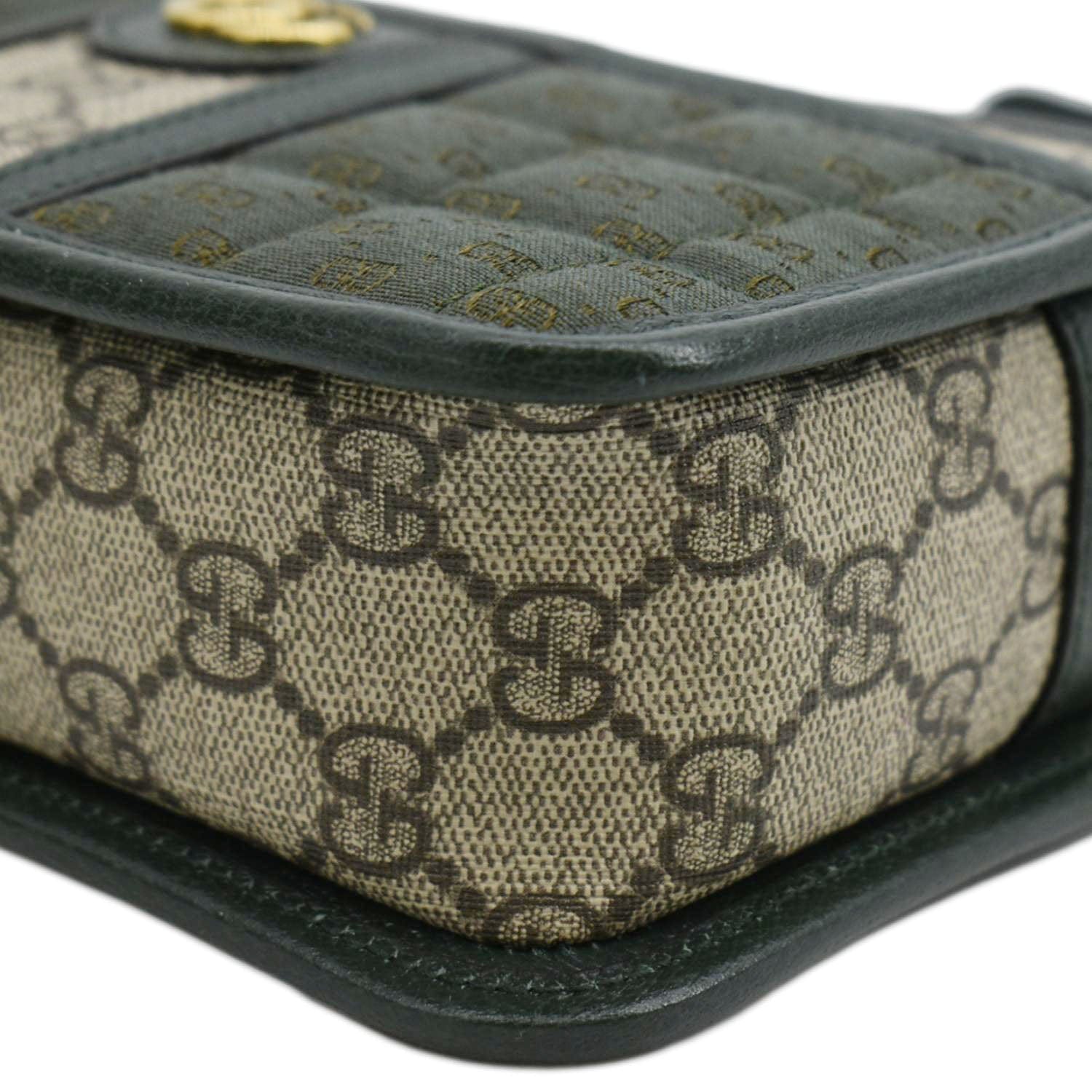 GUCCI Mini Quilted Gucci Supreme Canvas Crossbody Bag Green 751914
