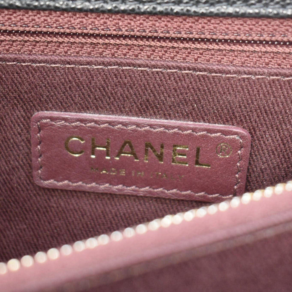 Chanel Coco Flap Medium Quilted Caviar Leather Handle Shoulder Bag Black