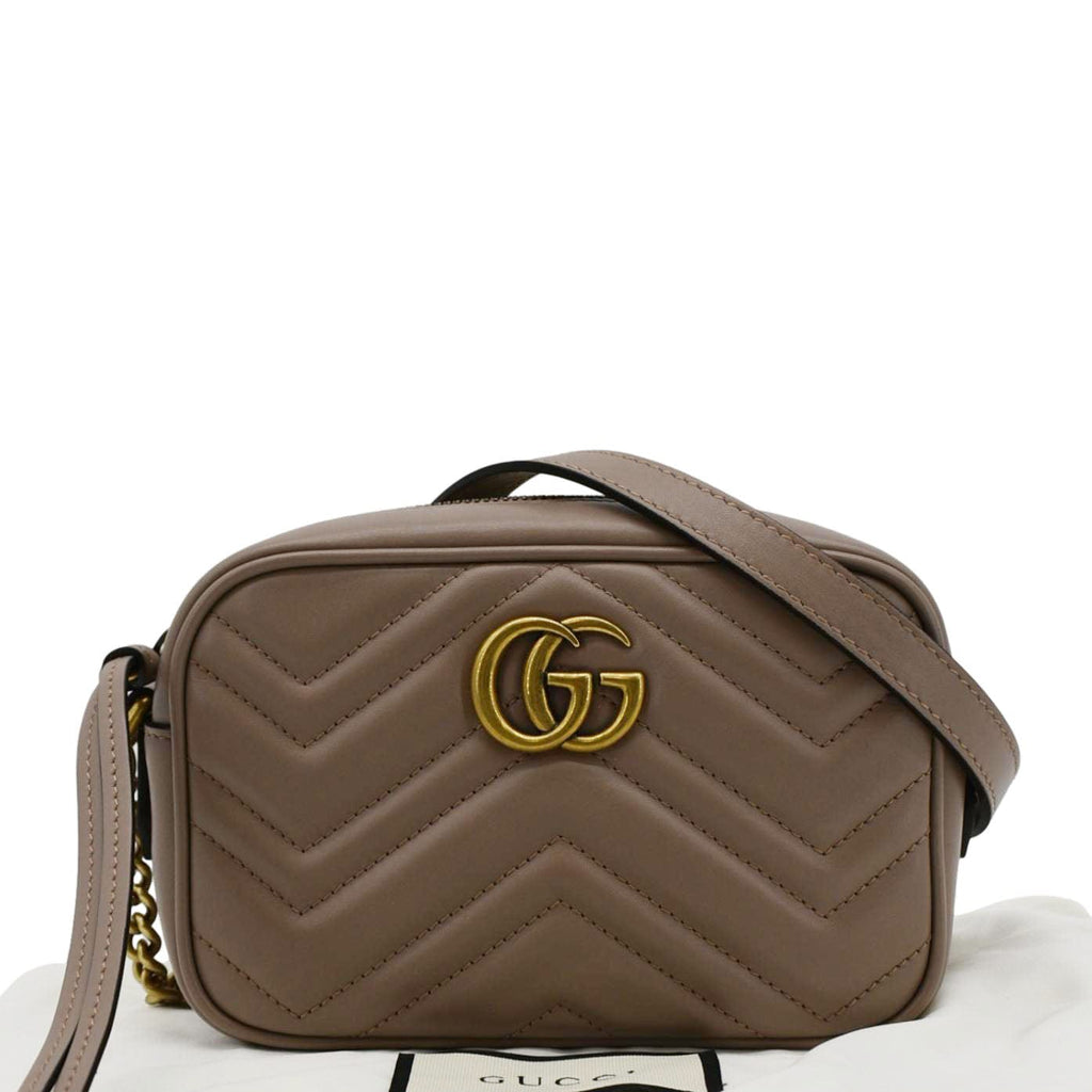 GUCCI Gucci Marmont Mini Matelasse Leather Crossbody Bag Dusty Pink 448065