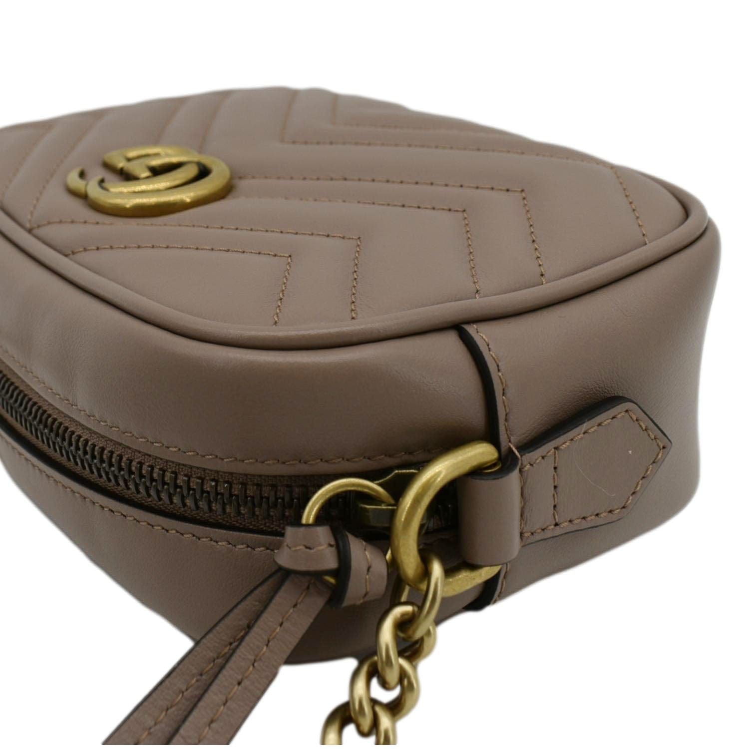GUCCI Gucci Marmont Mini Matelasse Leather Crossbody Bag Dusty Pink 448065