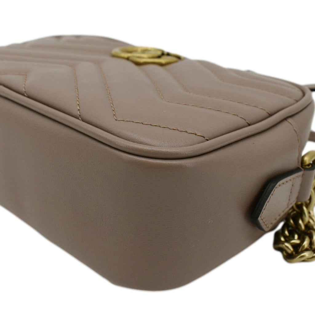 GUCCI Gucci Marmont Mini Matelasse Leather Crossbody Bag Dusty Pink 448065