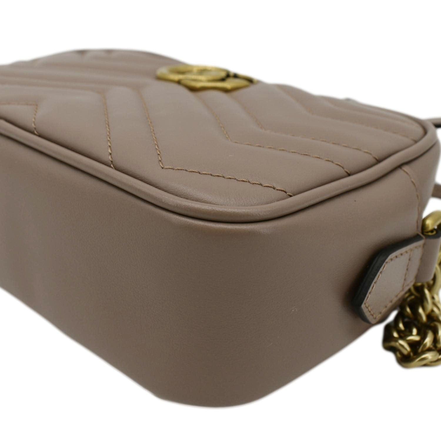 GUCCI Gucci Marmont Mini Matelasse Leather Crossbody Bag Dusty Pink 448065