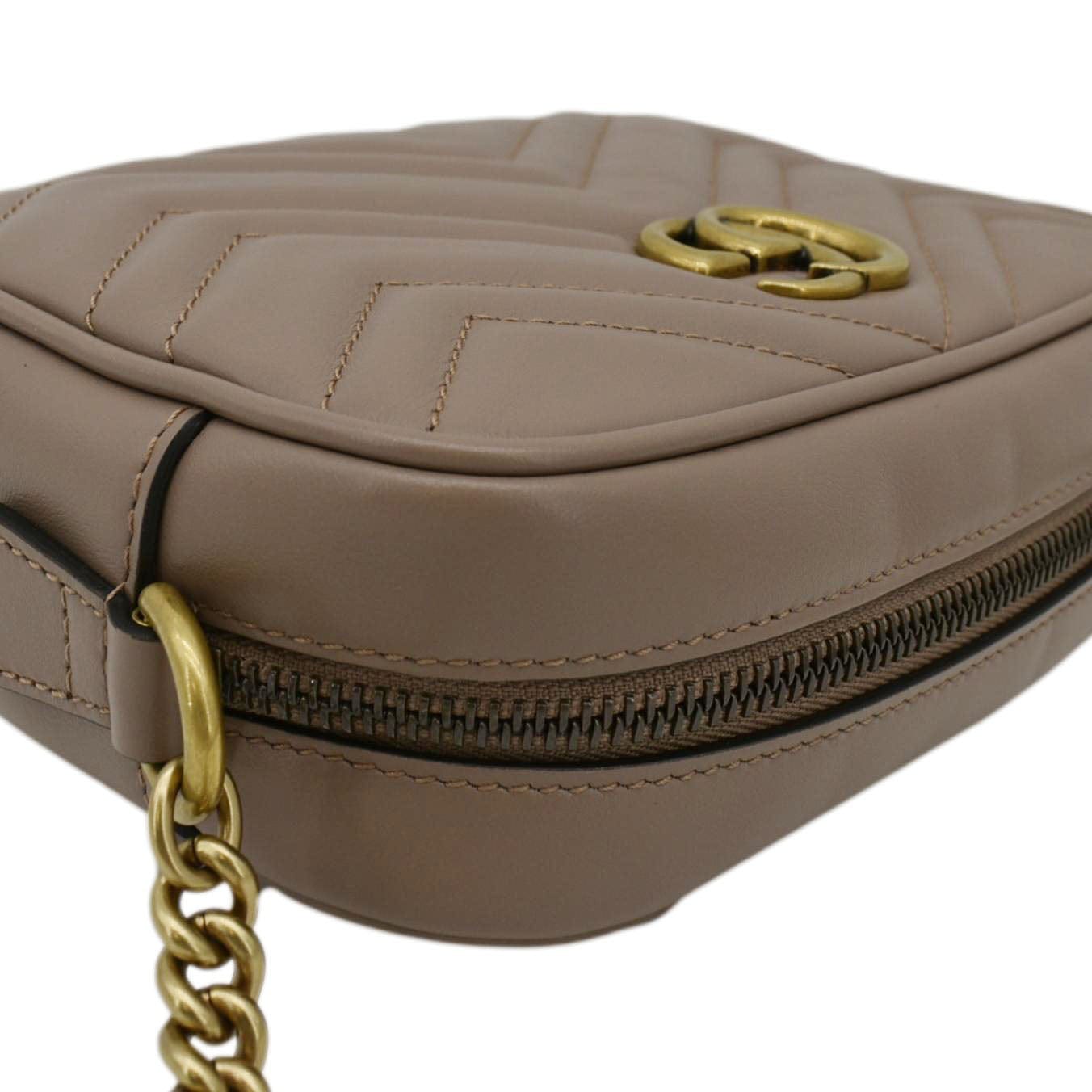 GUCCI Gucci Marmont Mini Matelasse Leather Crossbody Bag Dusty Pink 448065