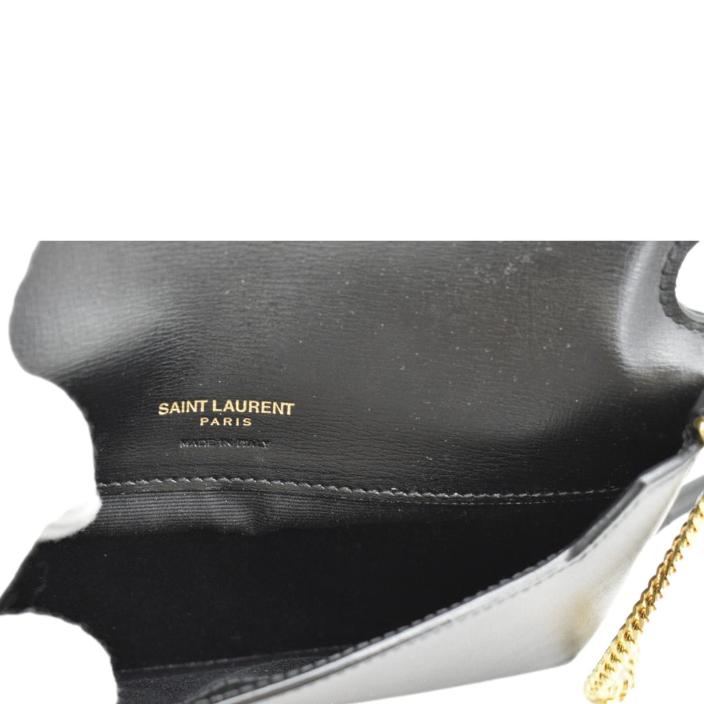 YVES SAINT LAURENT Phone Holder Monogram Smooth Leather Chain Crossbody Bag Black