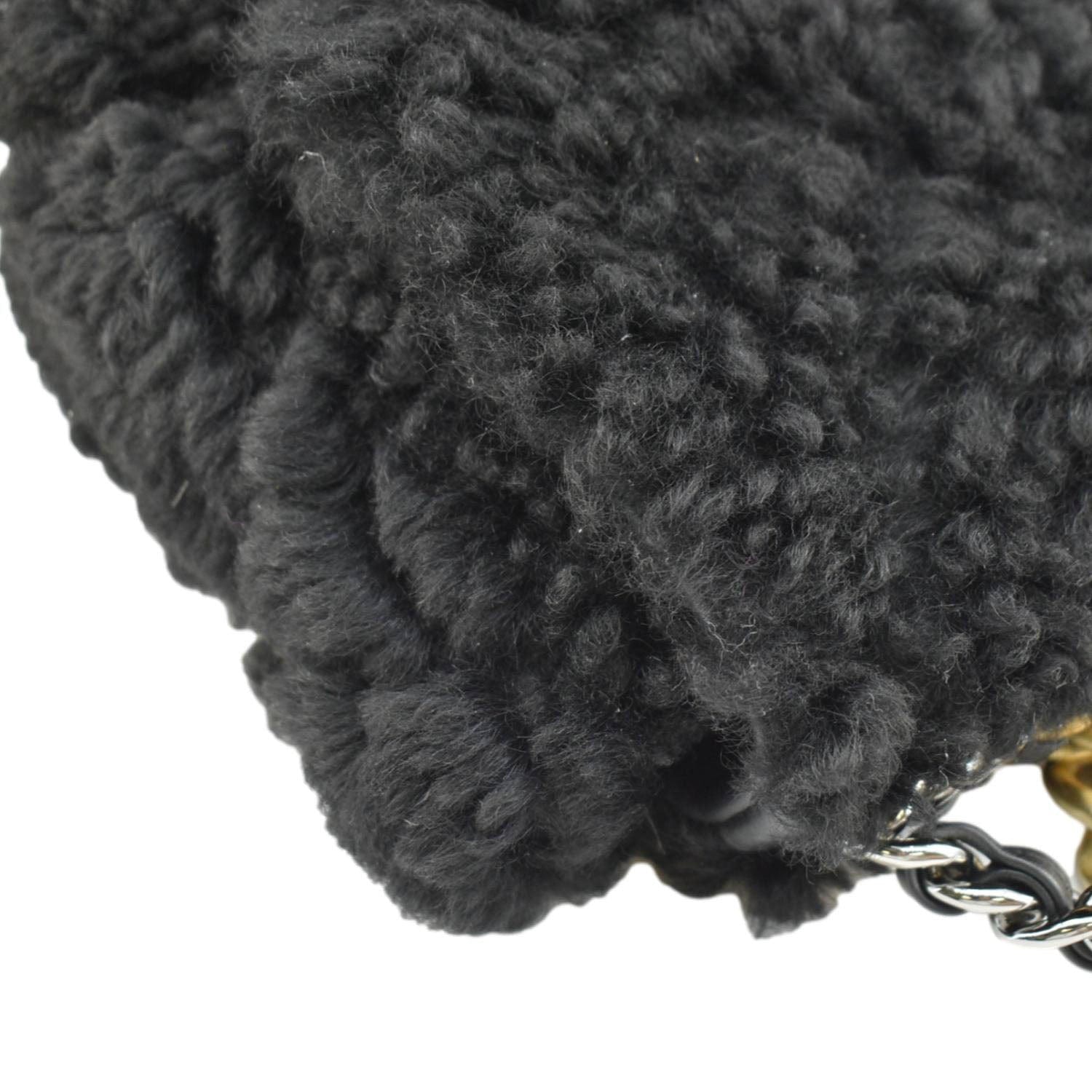 Chanel Shearling 19 Flap Medium Sheepskin Shoulder Bag Black
