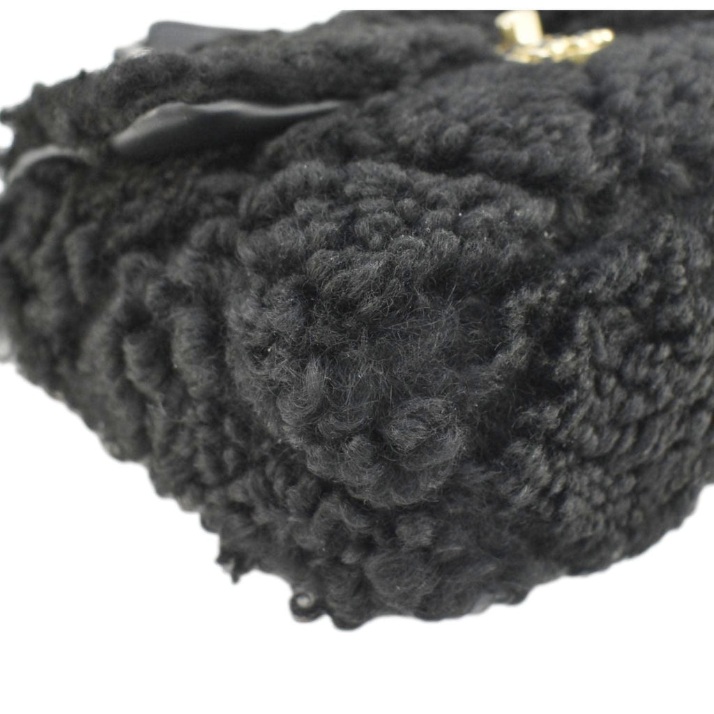 Chanel Shearling 19 Flap Medium Sheepskin Shoulder Bag Black