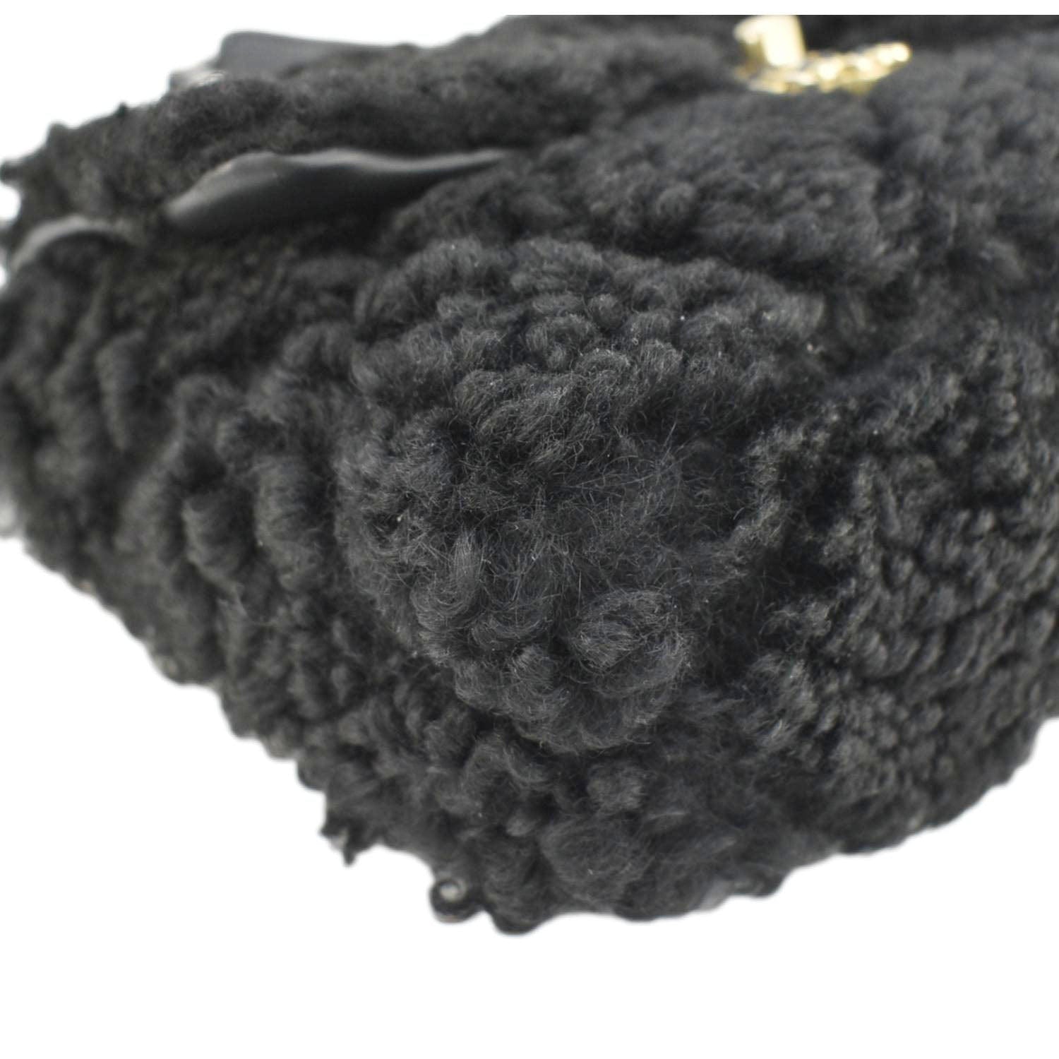 Chanel Shearling 19 Flap Medium Sheepskin Shoulder Bag Black