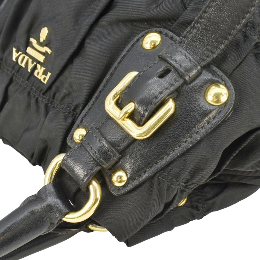 PRADA Tessuto Gaufre Nylon Tote Shoulder Bag Black