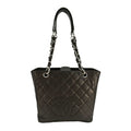 Chanel Petite Quilted Caviar Leather Shopping Tote Shoulder Bag Dark Brown