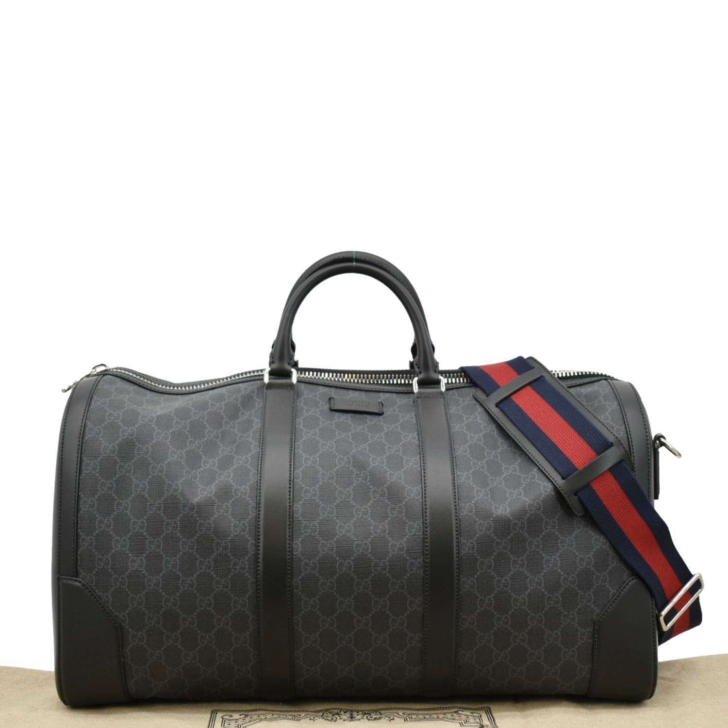 GUCCI Large Carry-On Soft Gucci Supreme Canvas  Duffle Bag Black 478323