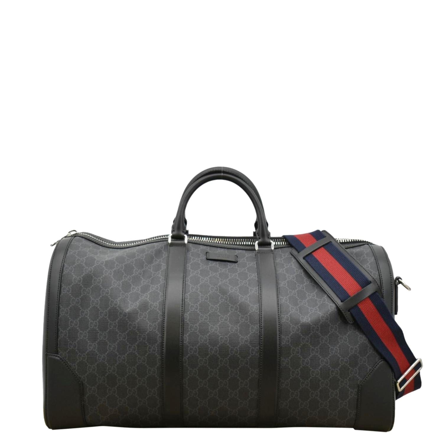 GUCCI Large Carry-On Soft Gucci Supreme Canvas  Duffle Bag Black 478323