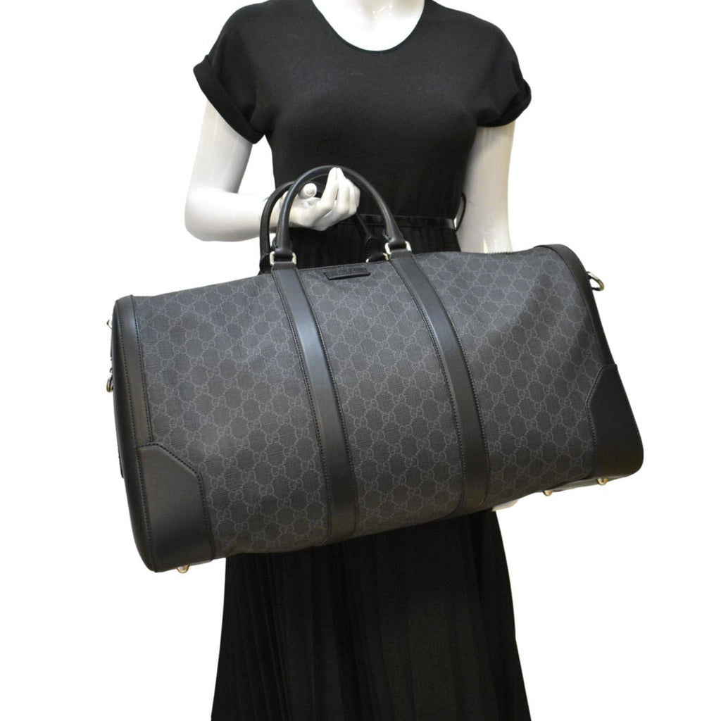 GUCCI Large Carry-On Soft Gucci Supreme Canvas  Duffle Bag Black 478323