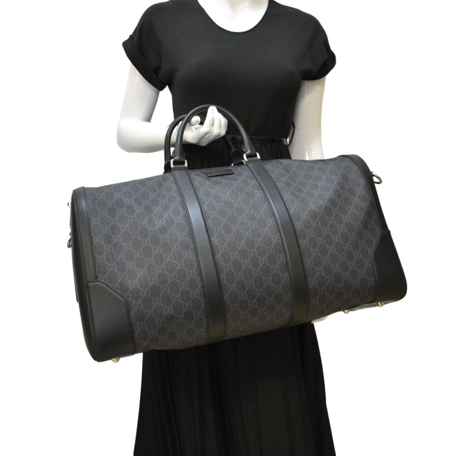GUCCI Large Carry-On Soft Gucci Supreme Canvas  Duffle Bag Black 478323