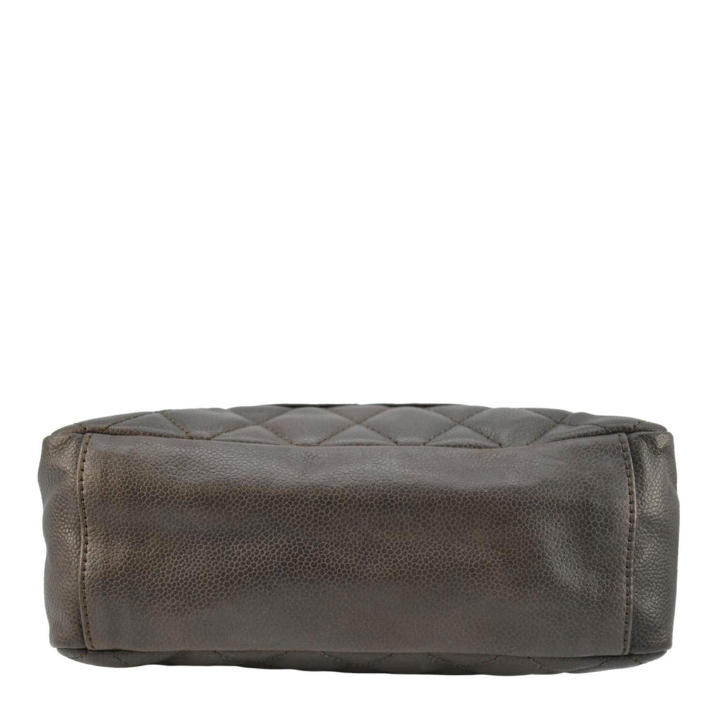 Chanel Petite Quilted Caviar Leather Shopping Tote Shoulder Bag Dark Brown