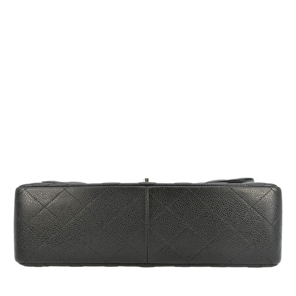 Chanel Jumbo Classic Double Flap Quilted Caviar Leather Shoulder Bag Black