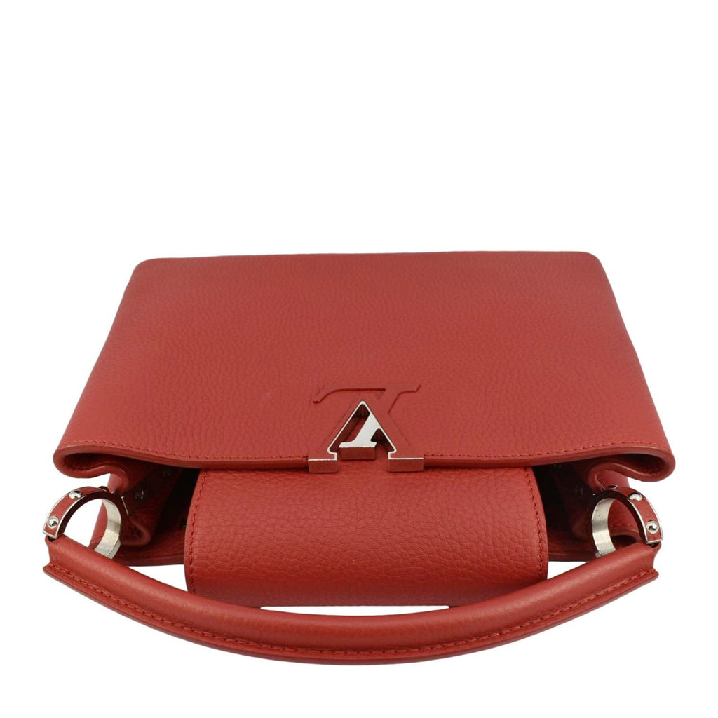 LOUIS VUITTON Capucines MM Taurillon Leather Satchel Bag Red