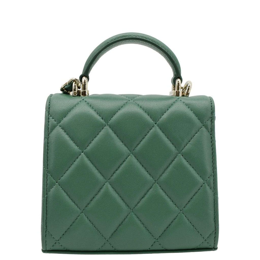 Chanel Mini Top Handle Leather Crossbody Clutch Bag Green