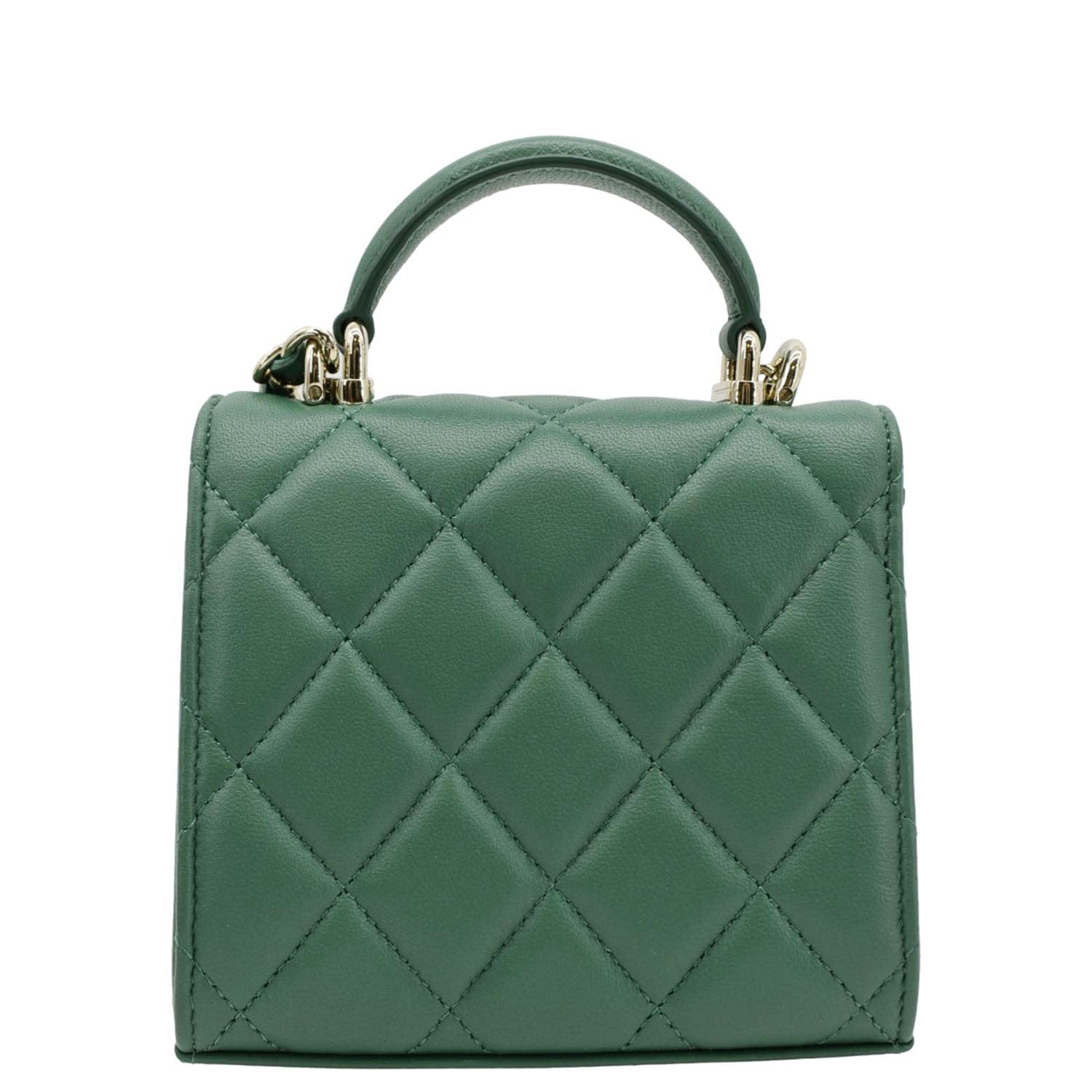 Chanel Mini Top Handle Leather Crossbody Clutch Bag Green