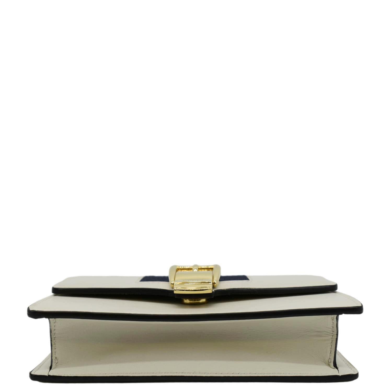 GUCCI Sylvie Super Mini Leather Crossbody Bag White 494646