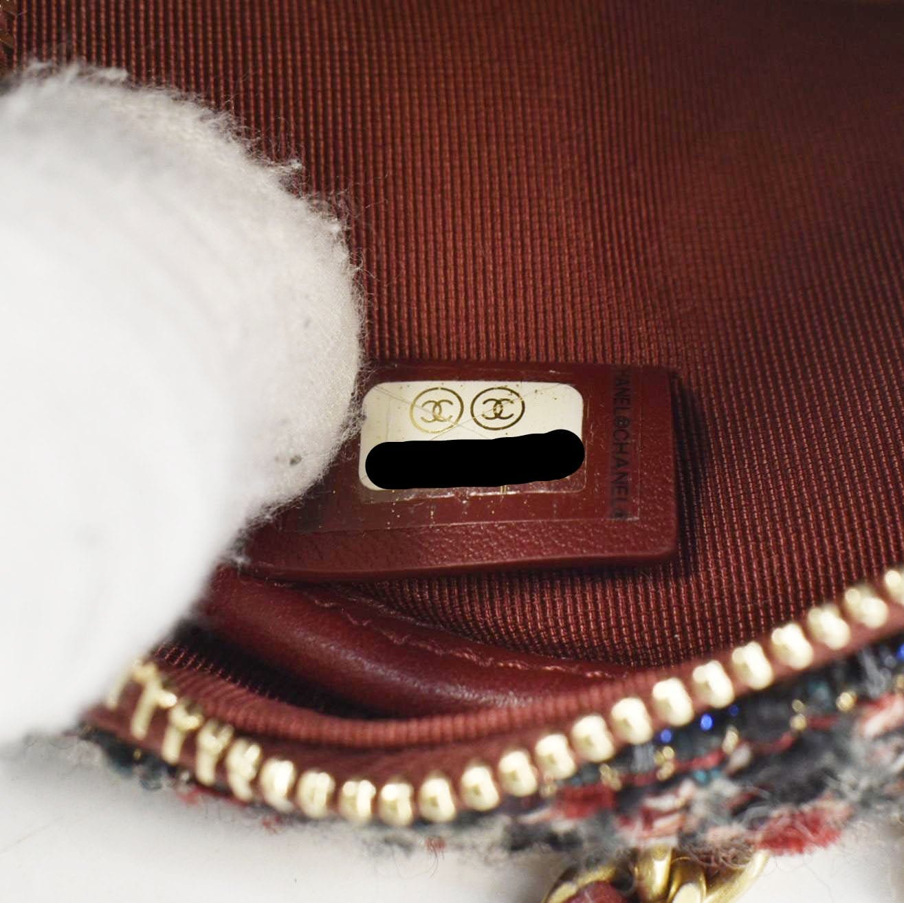 Chanel Round Tweed Chain Clutch Crossbody Bag Red