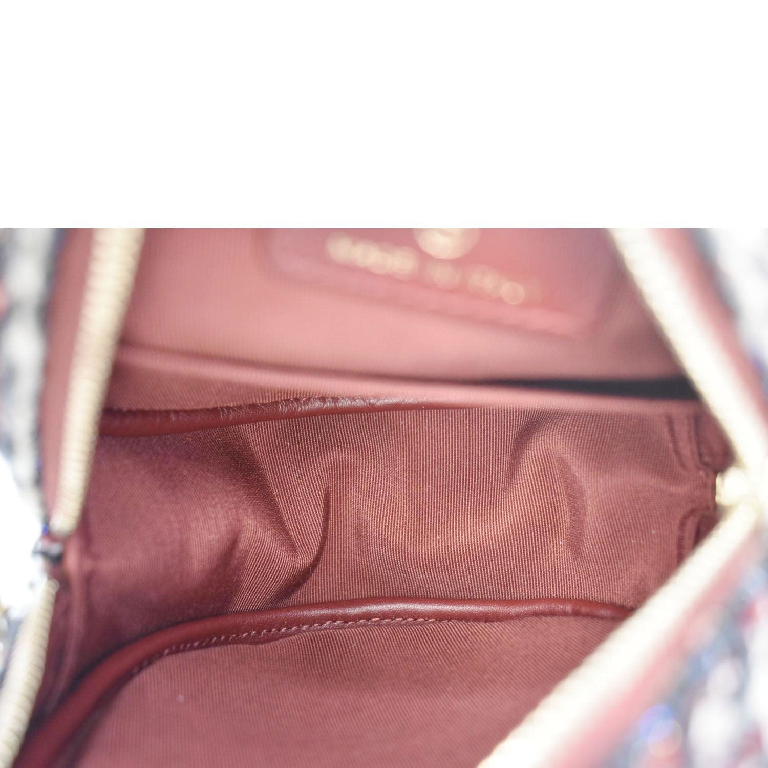 Chanel Round Tweed Chain Clutch Crossbody Bag Red