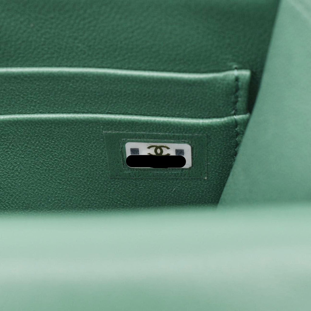 Chanel Mini Top Handle Leather Crossbody Clutch Bag Green