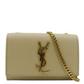 YVES SAINT LAURENT Kate Leather Chain Clutch Crossbody Bag Cream