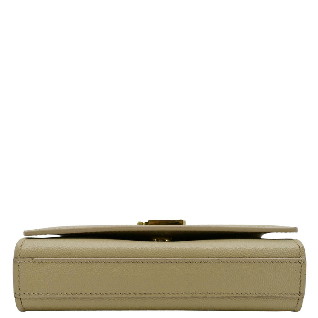 YVES SAINT LAURENT Kate Leather Chain Clutch Crossbody Bag Cream