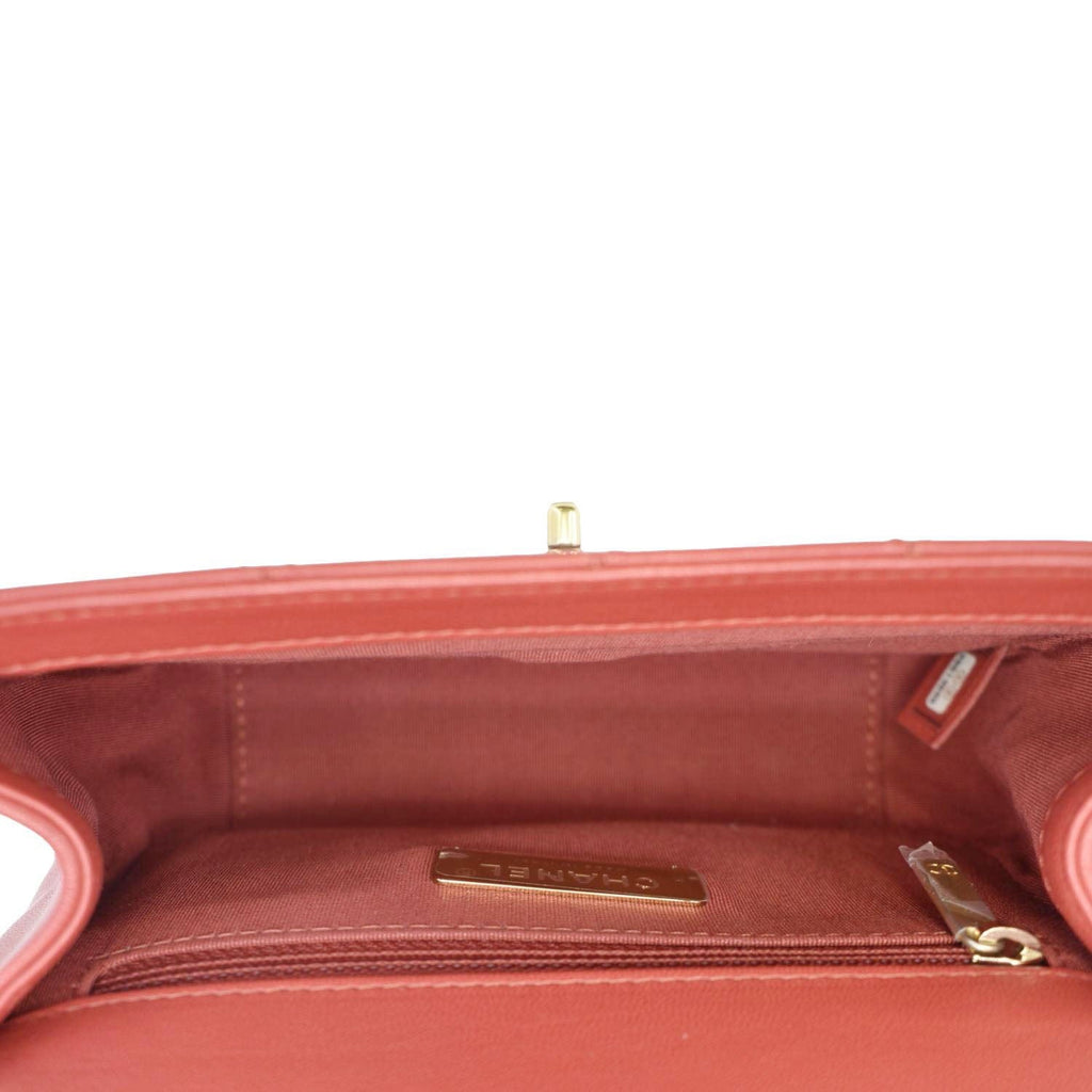 Chanel Infinity Quilted Leather Top Handle Chain Crossbody Bag Red