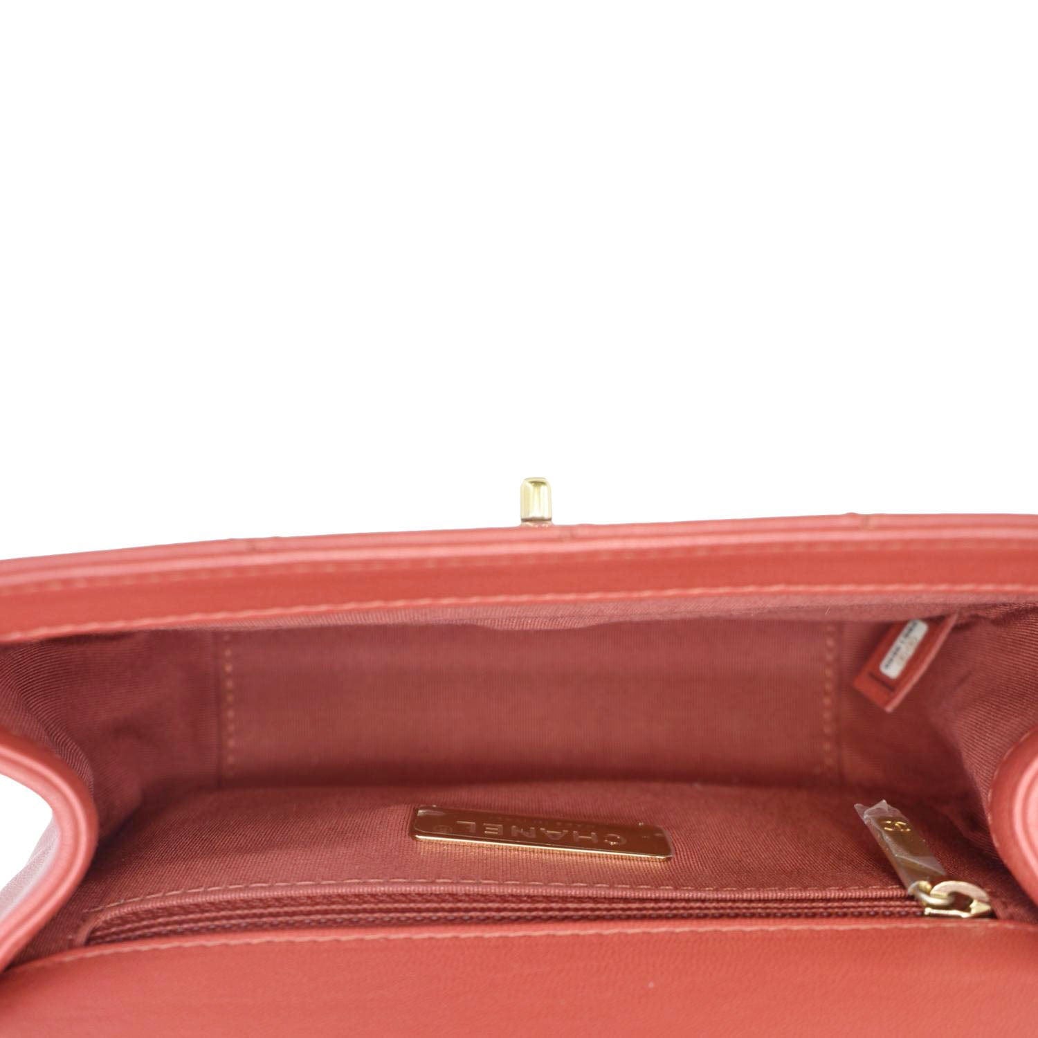 Chanel Infinity Quilted Leather Top Handle Chain Crossbody Bag Red