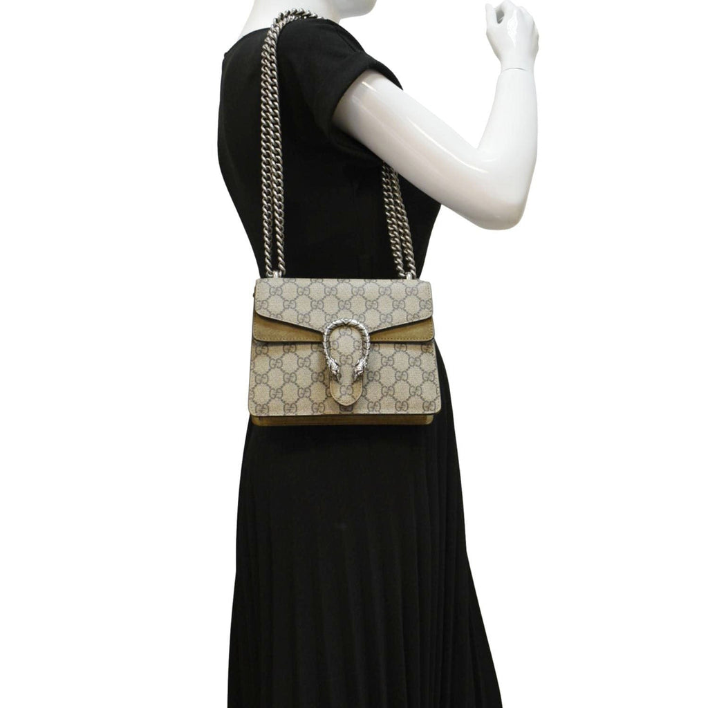 GUCCI Dionysus Mini Gucci Supreme Canvas Crossbody Bag Beige 421970