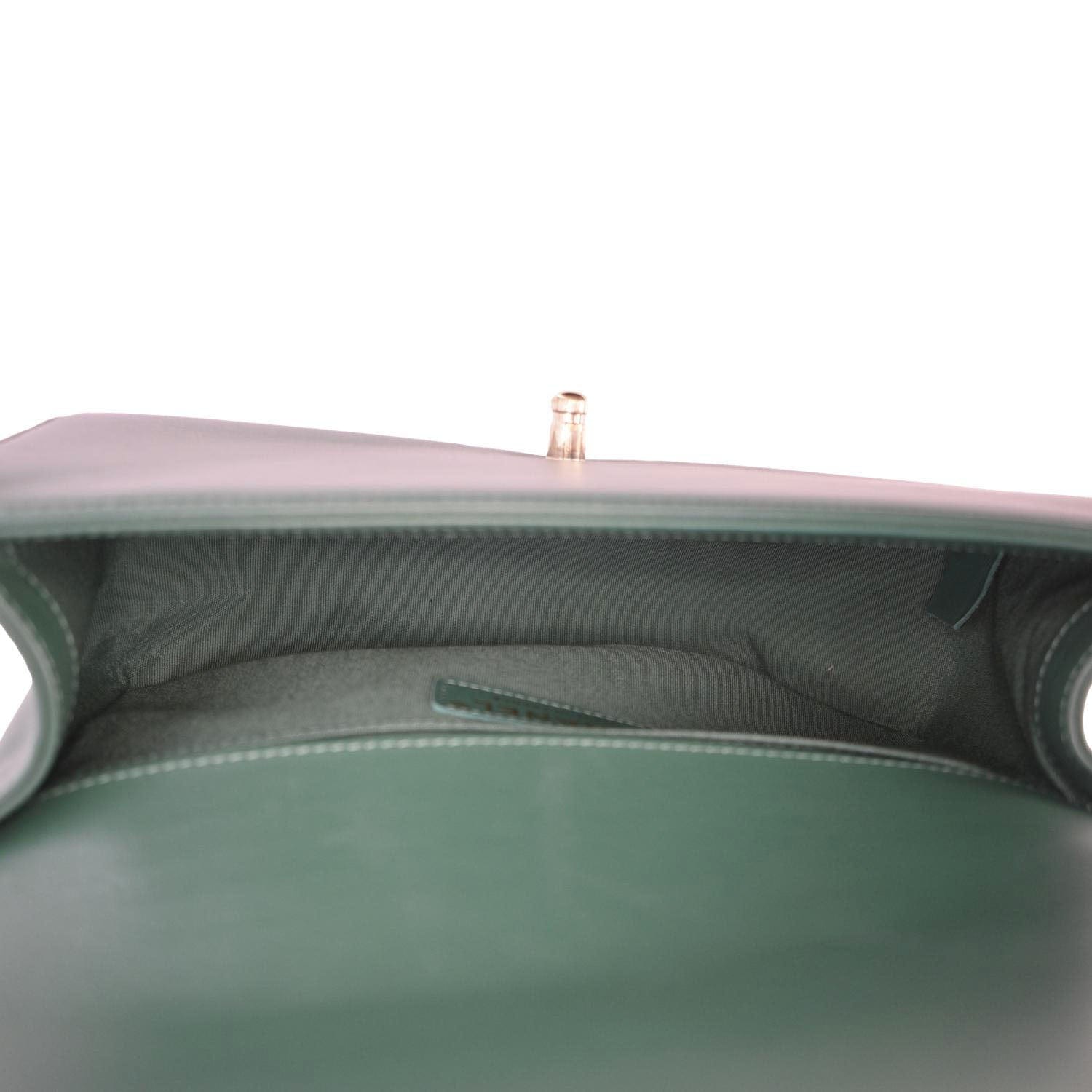 Chanel Boy Flap Woven Leather Shoulder Bag Green