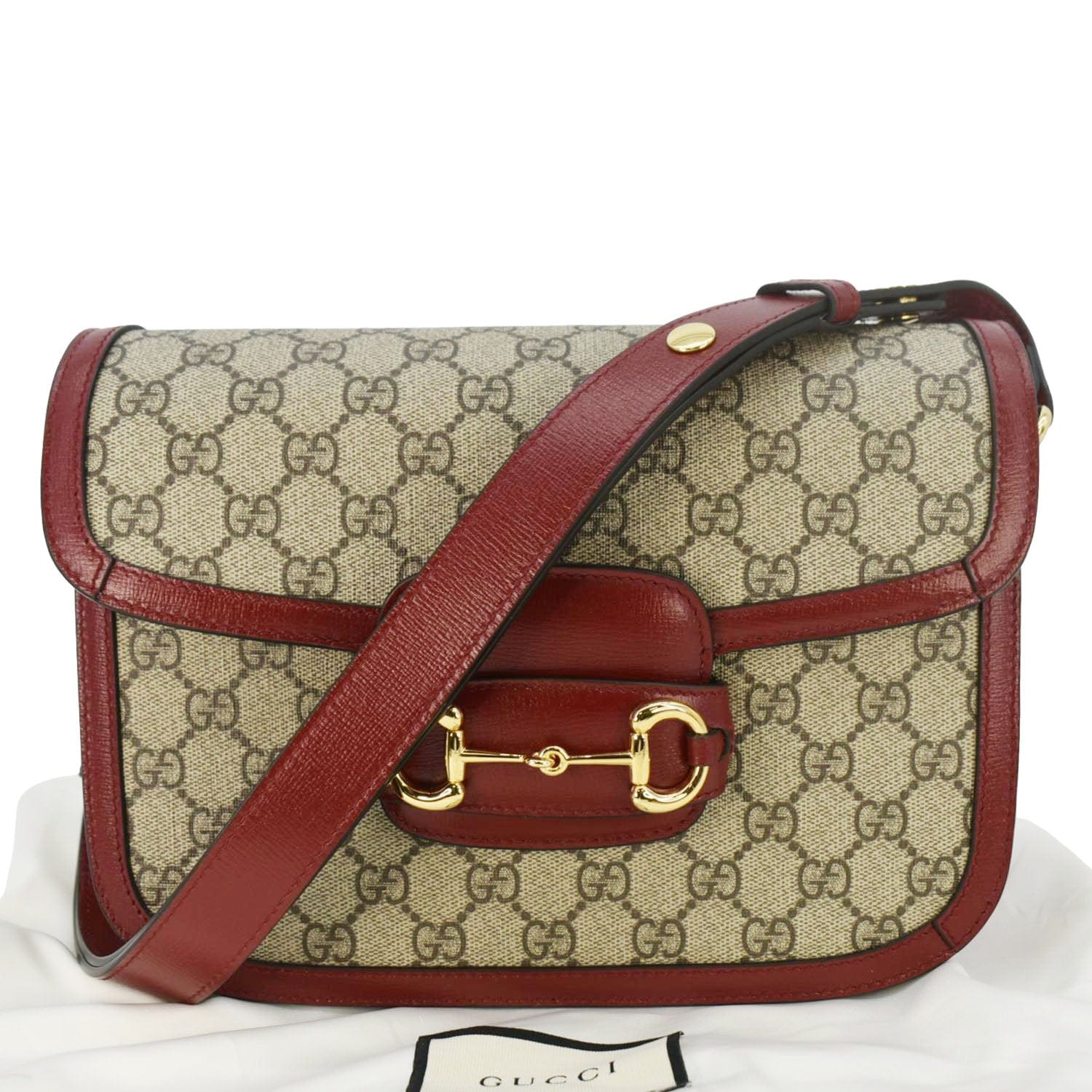 GUCCI Horsebit 1955 Gucci Supreme Canvas Shoulder Bag Beige 602204