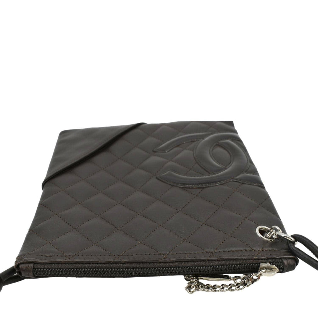 Chanel Cambon Flat Calfskin Leather Messenger Bag Black