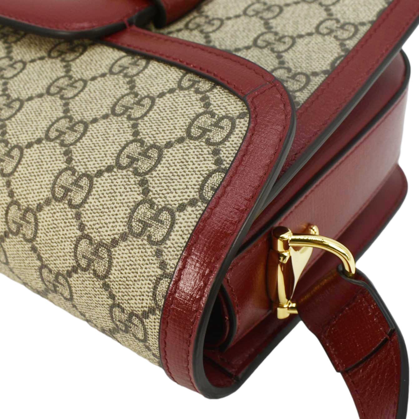 GUCCI Horsebit 1955 Gucci Supreme Canvas Shoulder Bag Beige 602204