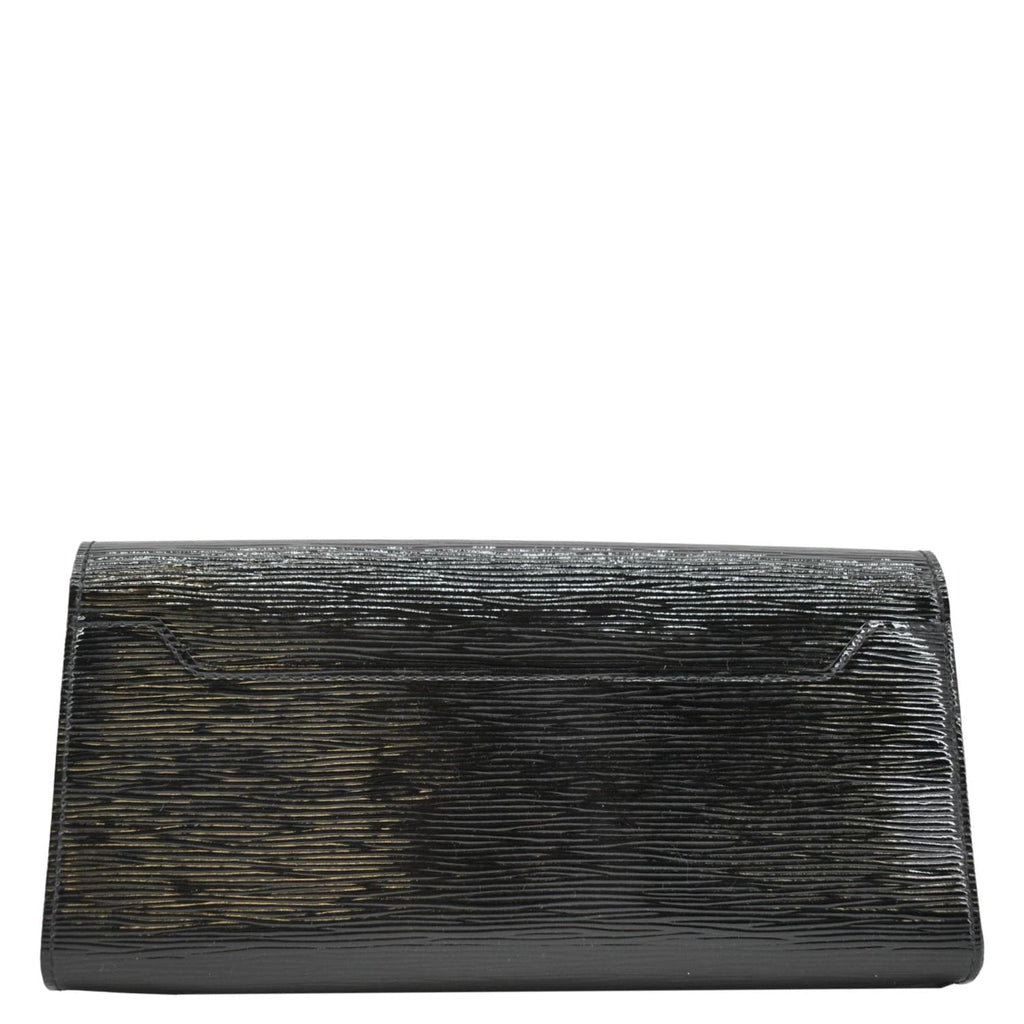 LOUIS VUITTON Sevigne Electric Patent Epi Leather Clutch Shoulder Bag Black