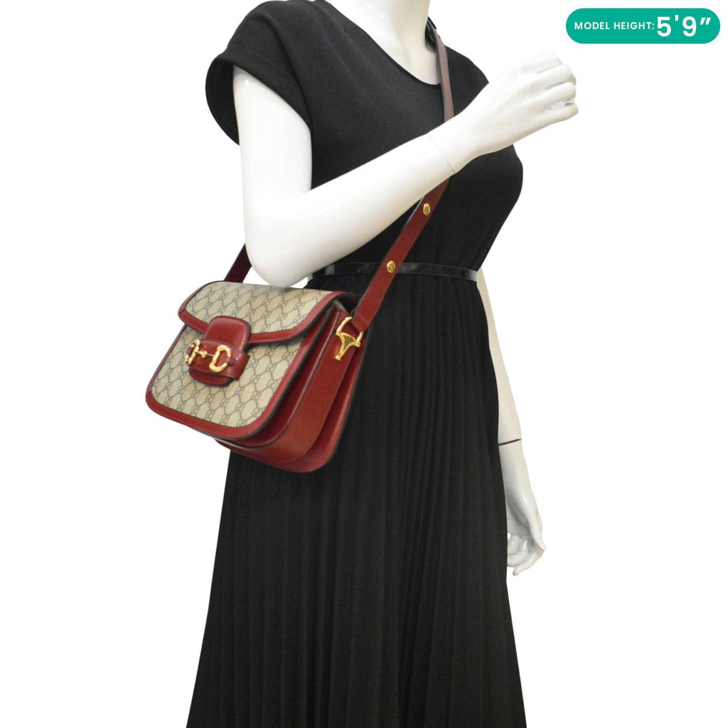 GUCCI Horsebit 1955 Gucci Supreme Canvas Shoulder Bag Beige 602204