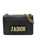 CHRISTIAN DIOR J'Adior Medium Leather Flap Chain Shoulder Bag Black