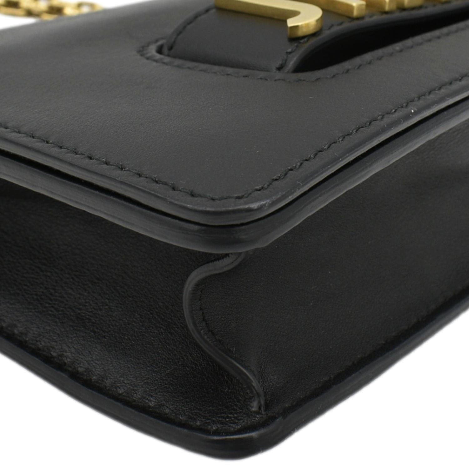 CHRISTIAN DIOR J'Adior Medium Leather Flap Chain Shoulder Bag Black