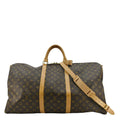 LOUIS VUITTON Keepall 60 Bandouliere Monogram Canvas Travel Bag Brown
