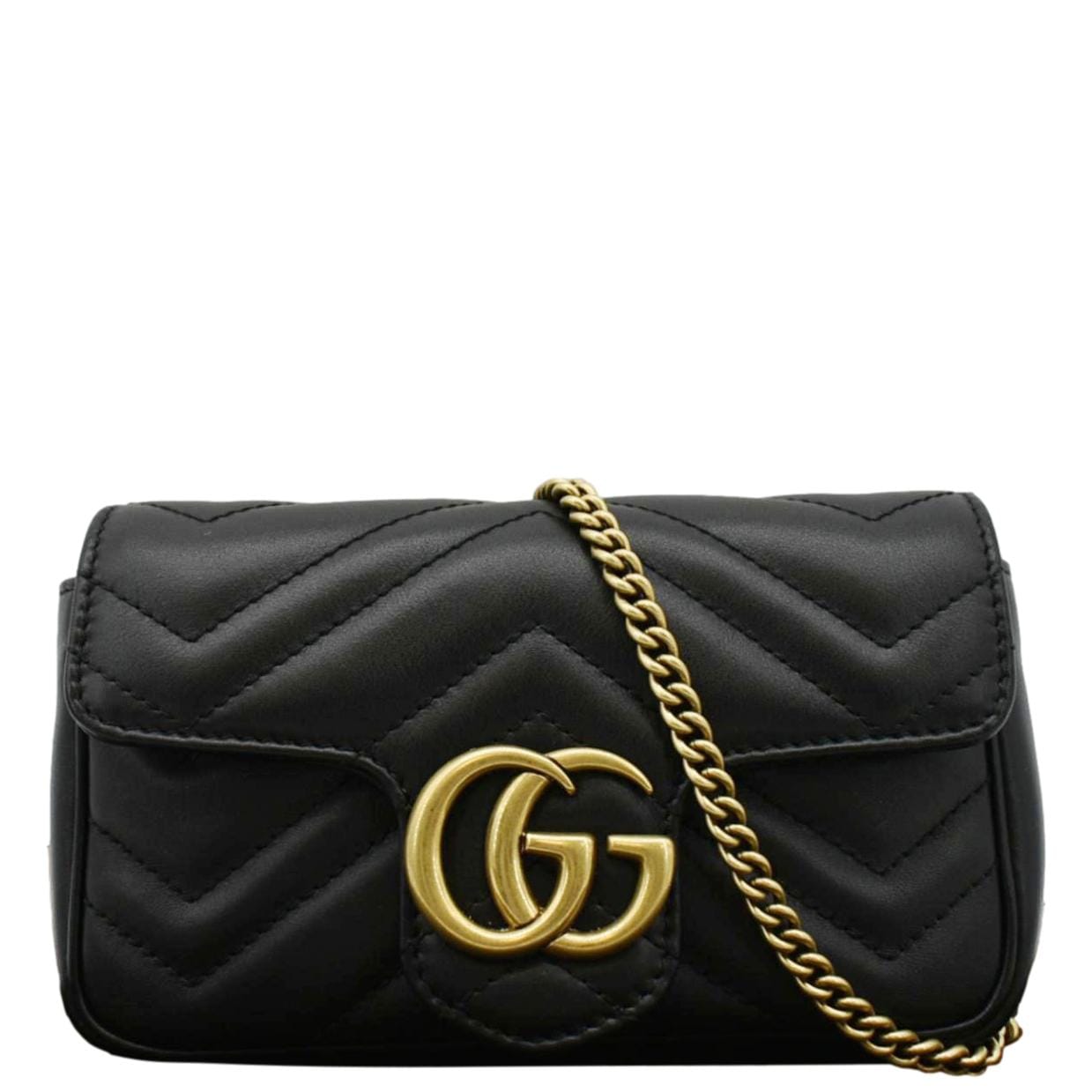GUCCI Gucci Marmont Super Mini Matelasse Leather Crossbody Bag Black 476433