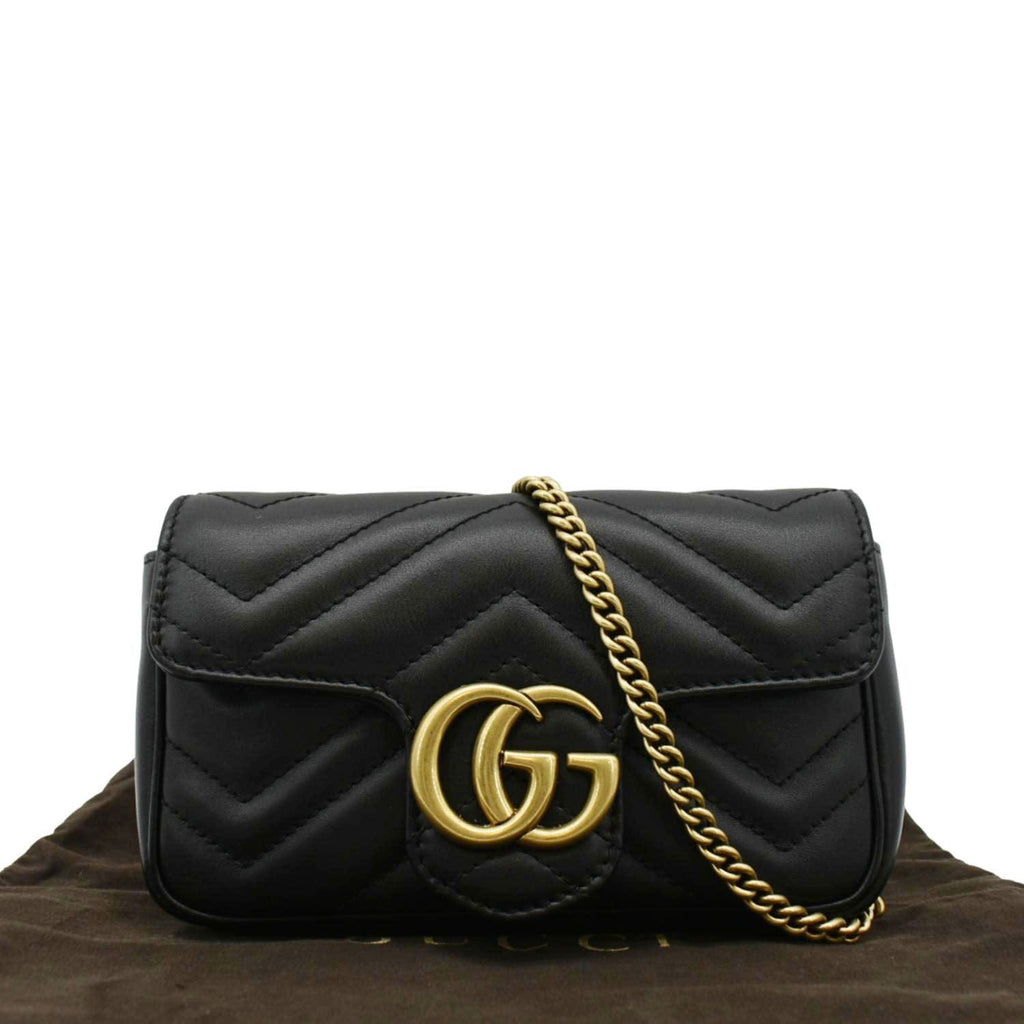 GUCCI Gucci Marmont Super Mini Matelasse Leather Crossbody Bag Black 476433