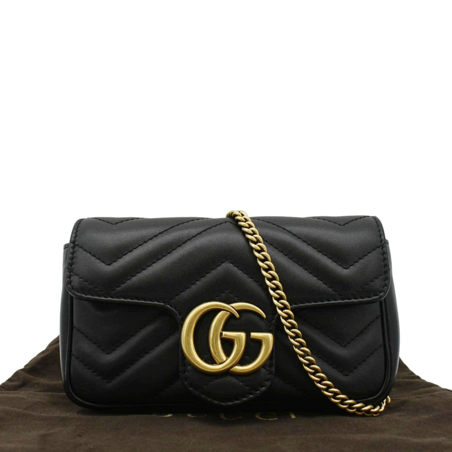 GUCCI Gucci Marmont Super Mini Matelasse Leather Crossbody Bag Black 476433