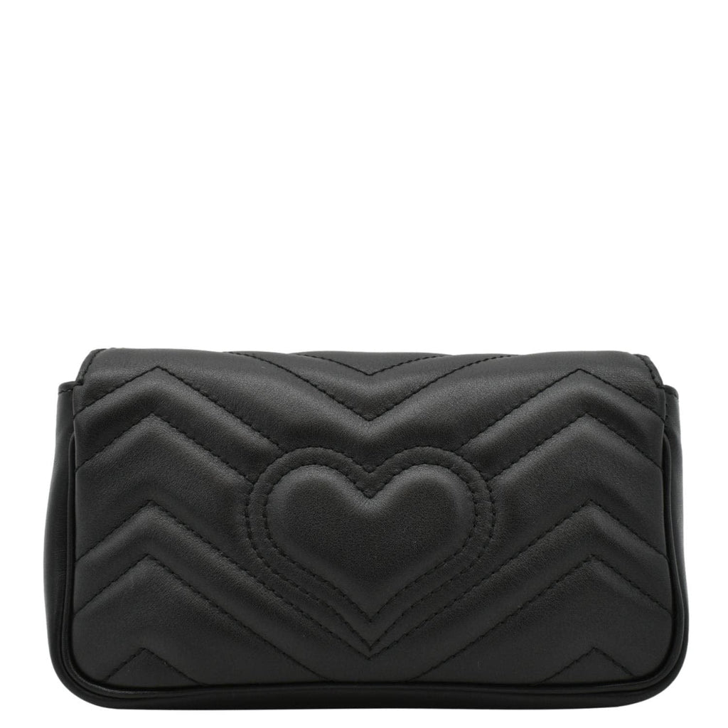 GUCCI Gucci Marmont Super Mini Matelasse Leather Crossbody Bag Black 476433