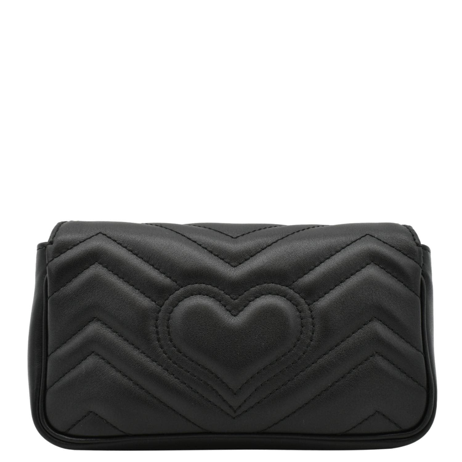GUCCI Gucci Marmont Super Mini Matelasse Leather Crossbody Bag Black 476433