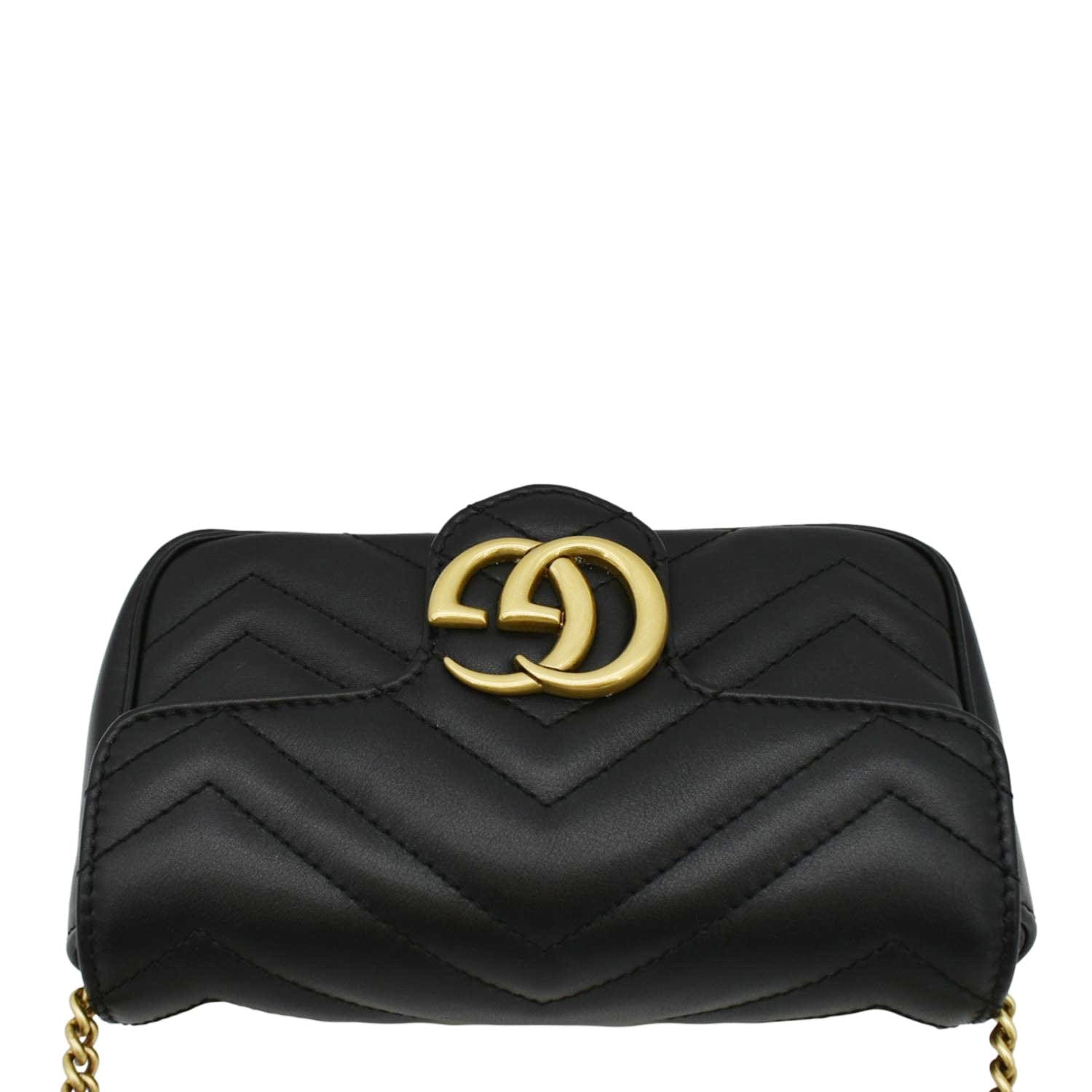 GUCCI Gucci Marmont Super Mini Matelasse Leather Crossbody Bag Black 476433